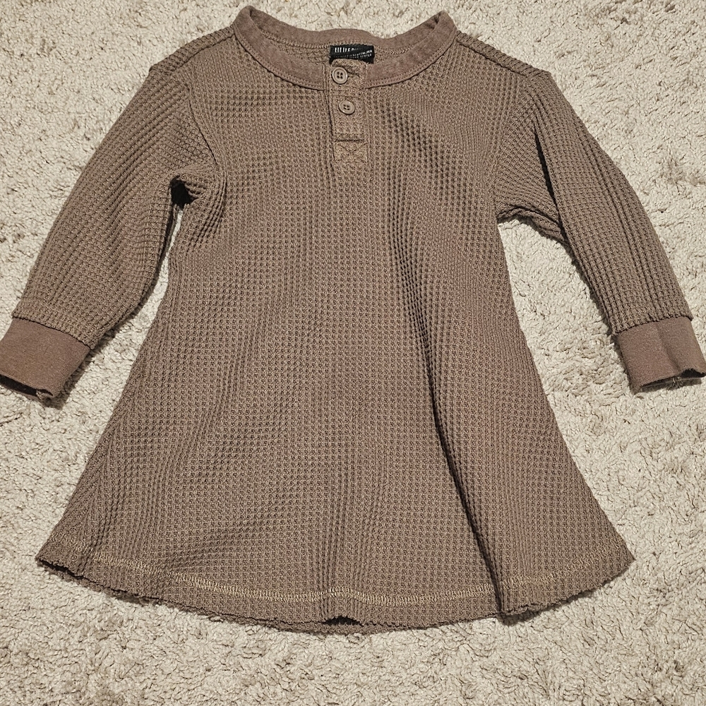 Little Bipsy Brown Waffle Knit Dress